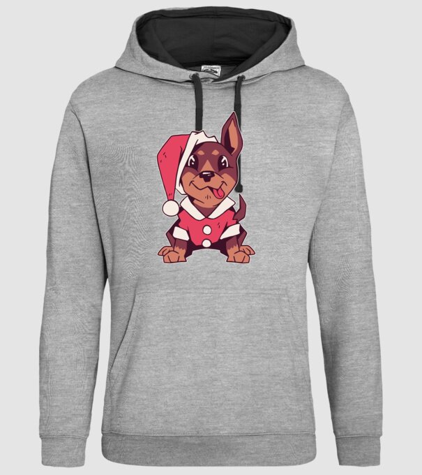 Teckel de Crăciun model gri pe tricou