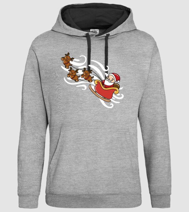 Kawaii sanie Moș Crăciun model gri pe tricou