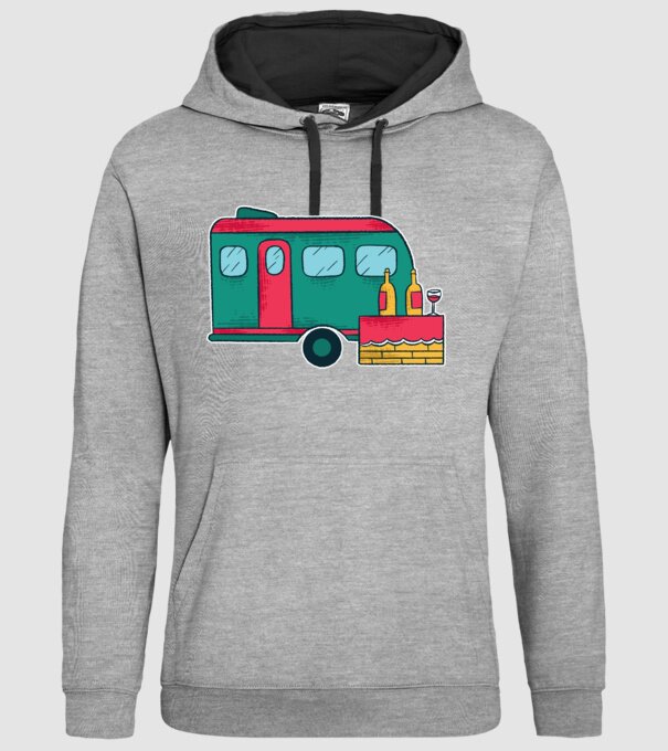 Autorulotă Camping model gri pe tricou