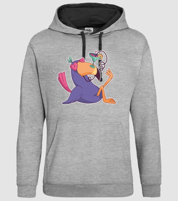 Toucan cu cocktail model gri pe tricou