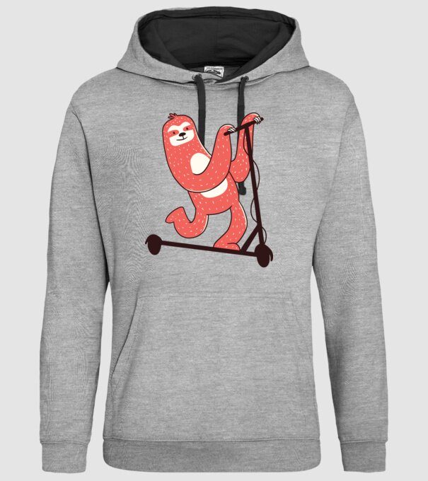 Leneș pe trotinetă model gri pe tricou