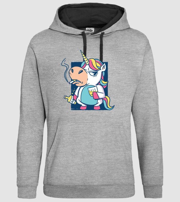 Unicorn rebel model gri pe tricou