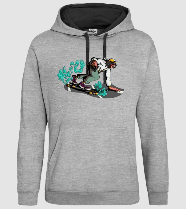 Longboard model gri pe tricou
