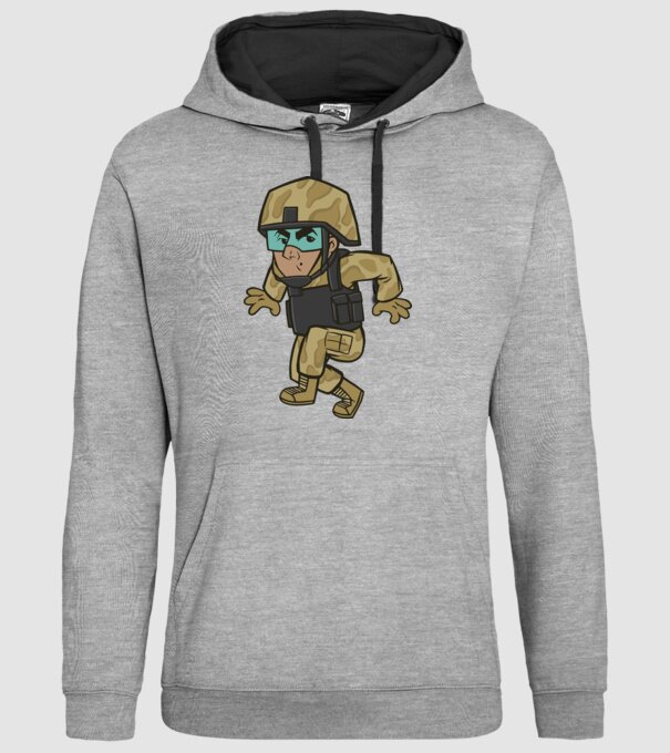 Soldat strecurându-se model gri pe tricou