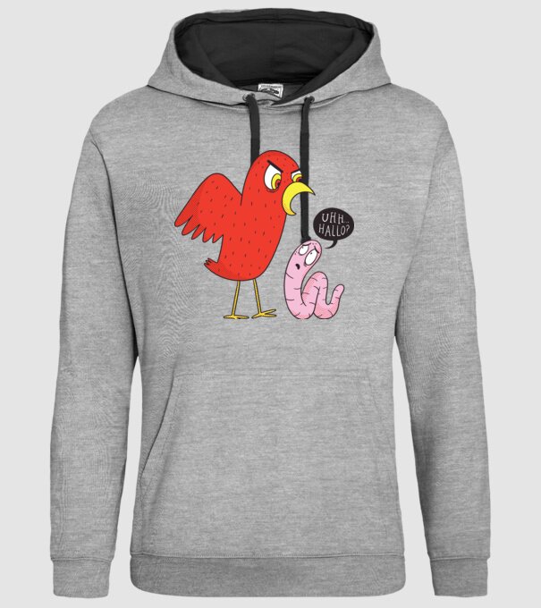 Pasăre cu vierme model gri pe tricou