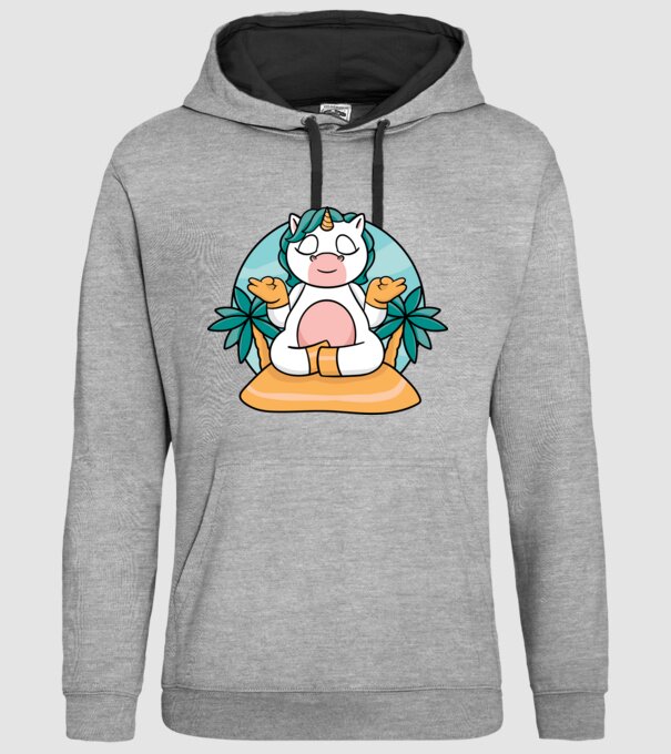 Unicornul meditator model gri pe tricou