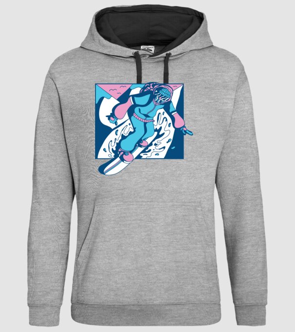 Snowboarder cool model gri pe tricou