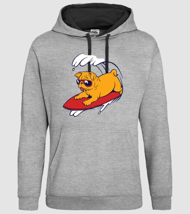 Mops Surf model gri pe tricou