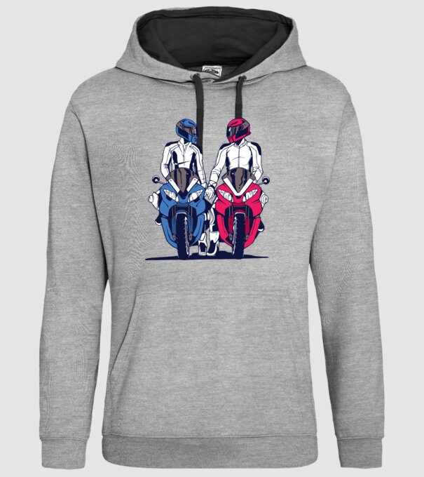 Cuplu de motocicliști model gri pe tricou