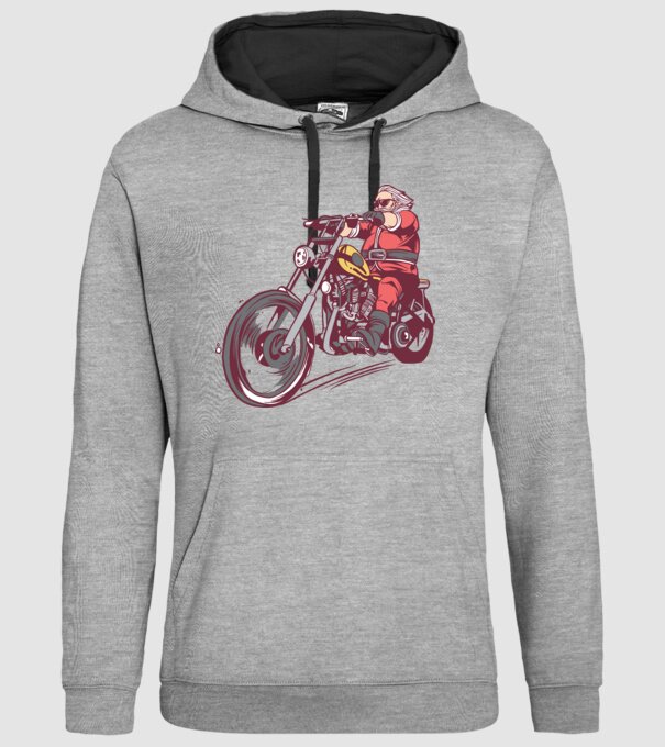 Moș Crăciun motociclist model gri pe tricou