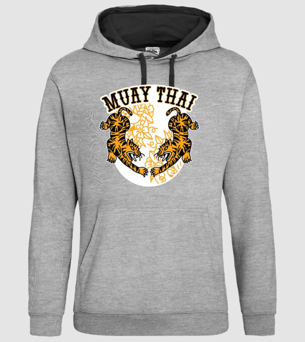 Tigri Muay Thai model gri pe tricou