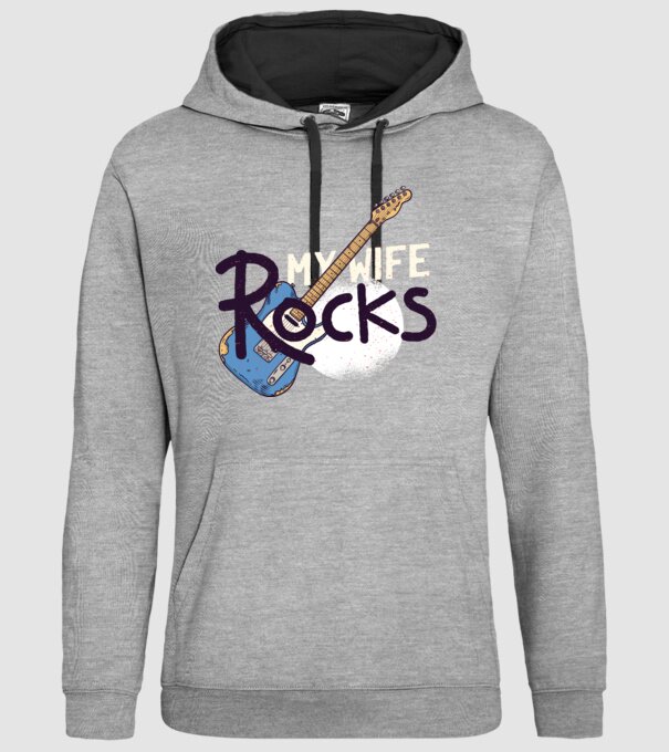 My wife rocks - Soția mea e tare model gri pe tricou