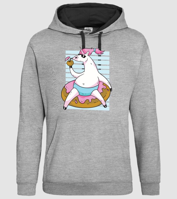 Unicorn în vacanță model gri pe tricou