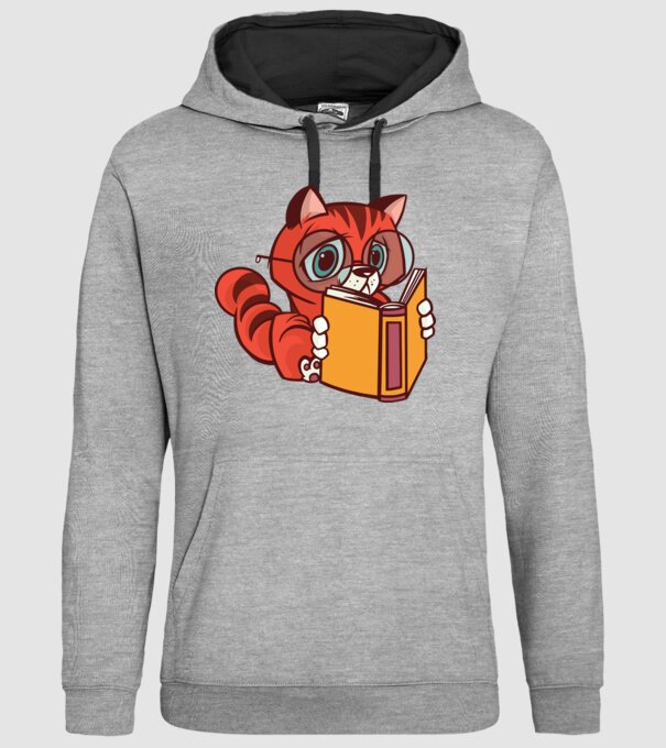 Pisică cititoare model gri pe tricou