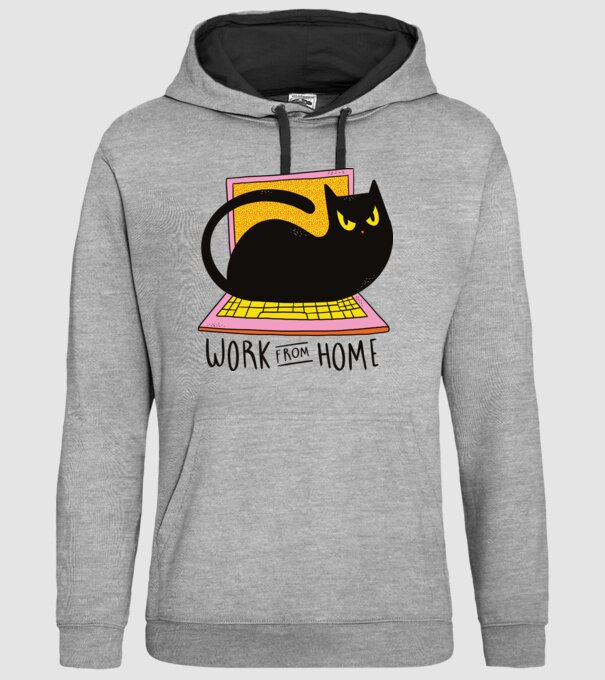 Home offfice cu pisică model gri pe tricou