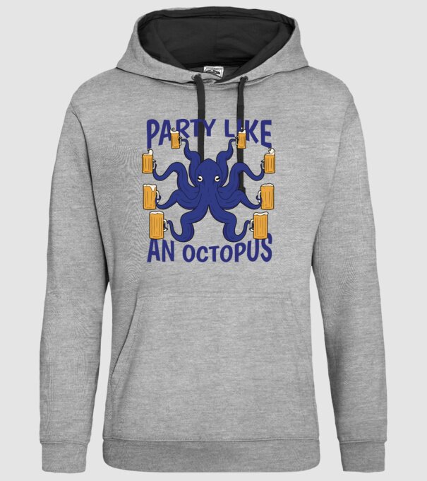 Party Like An Octopus model gri pe tricou