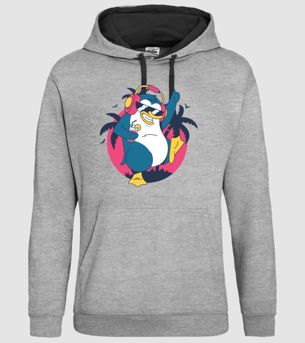 Pinguin de Petrecere model gri pe tricou