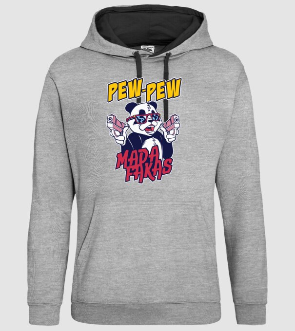 Pew Pew Pew Madafakas Panda model gri pe tricou