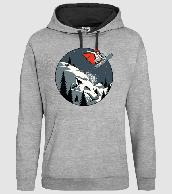 Scufița Roșie și Lupul Snowboard model gri pe tricou