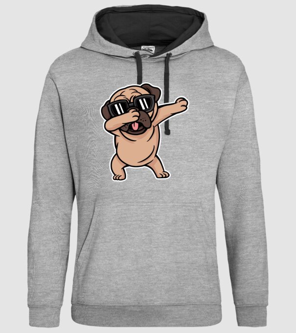 Pug DAB model gri pe tricou