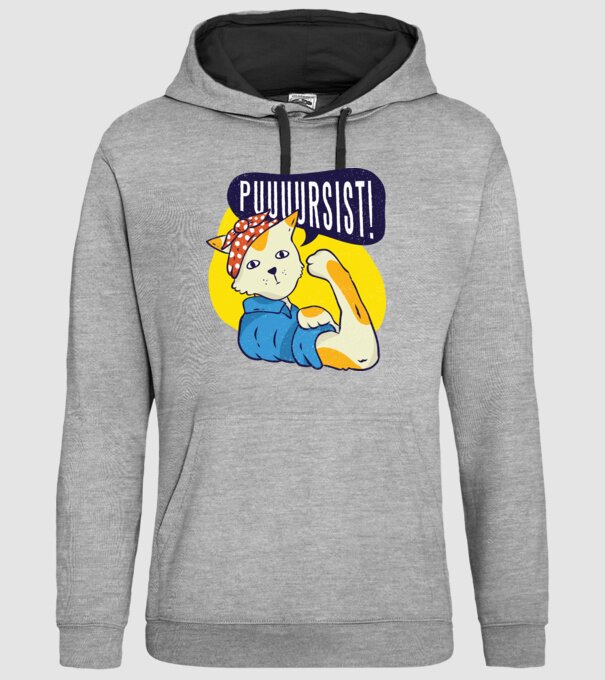 Pisică Pursist model gri pe tricou