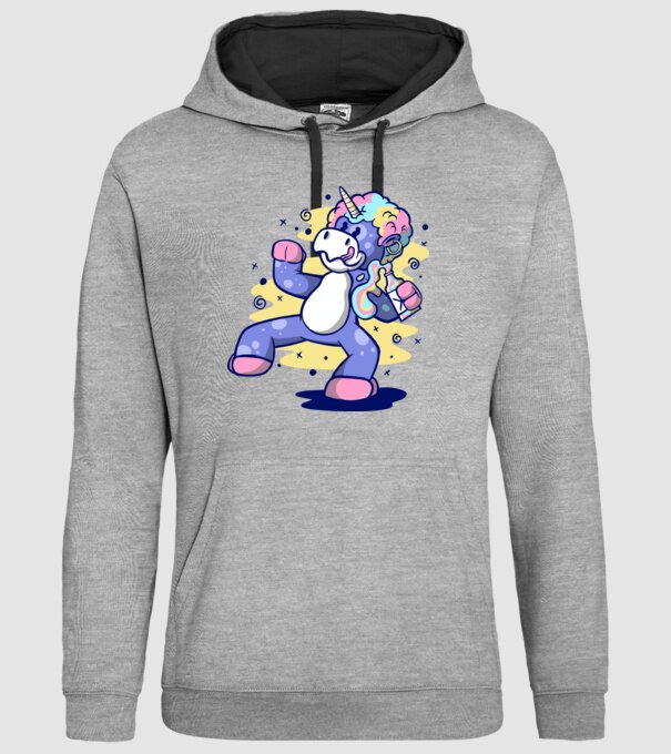 Unicorn beat model gri pe tricou