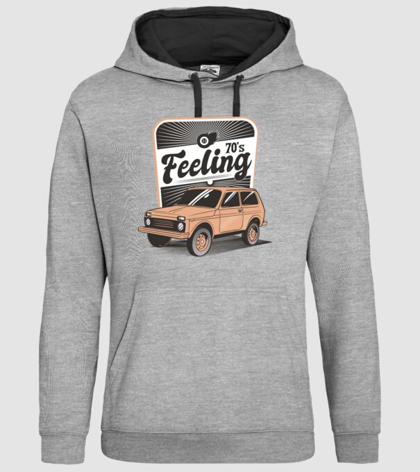 Mașină Retro anii 70 Lada Niva model gri pe tricou
