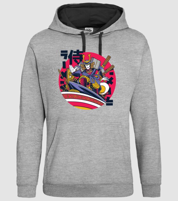 Samurai Ramen Surf model gri pe tricou