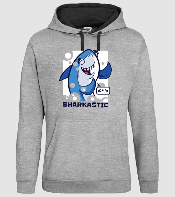 Sharkastic - Rechinul sarcastic model gri pe tricou