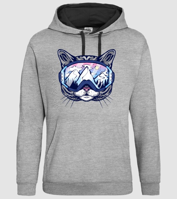 Pisică schior model gri pe tricou