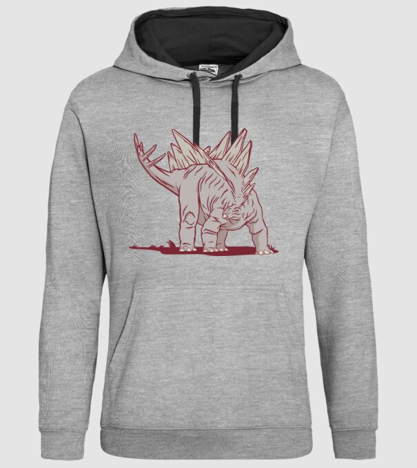 Stegosaurus dinozaur model gri pe tricou