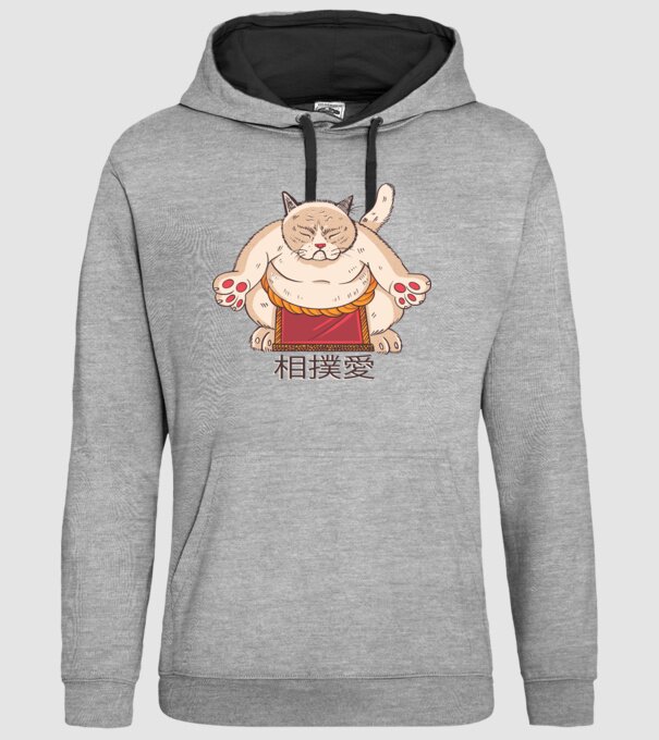 Pisică Sumo model gri pe tricou