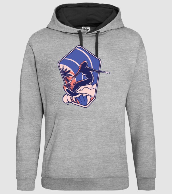 Surf ilustrare model gri pe tricou