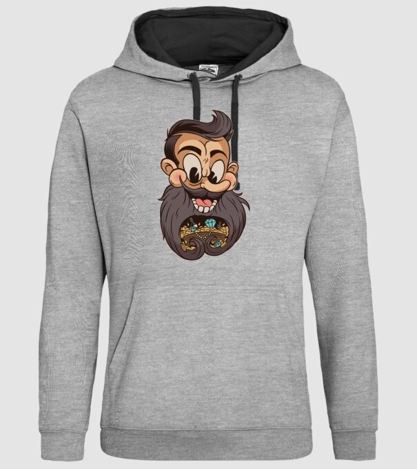 Comoară barbă model gri pe tricou