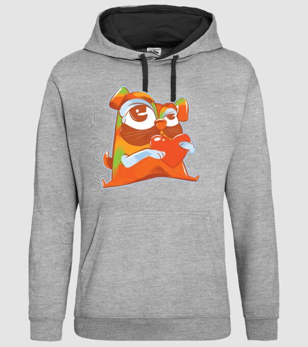 Mops colorat model gri pe tricou