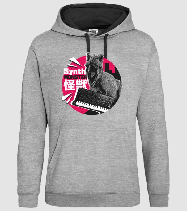 Dinozaur sintetizator model gri pe tricou