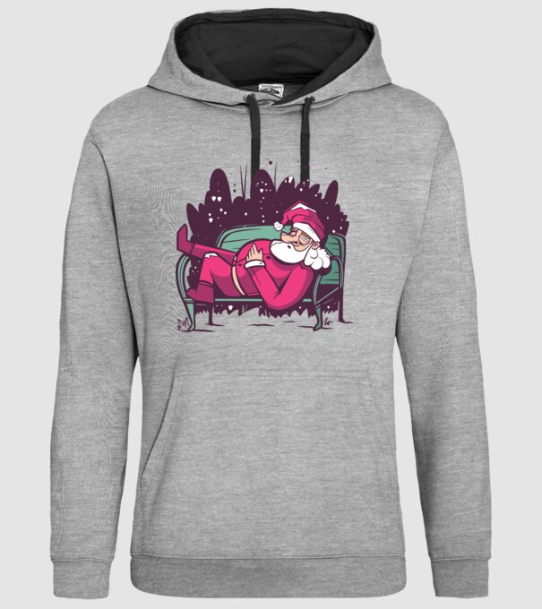 Moș Crăciun doarme model gri pe tricou