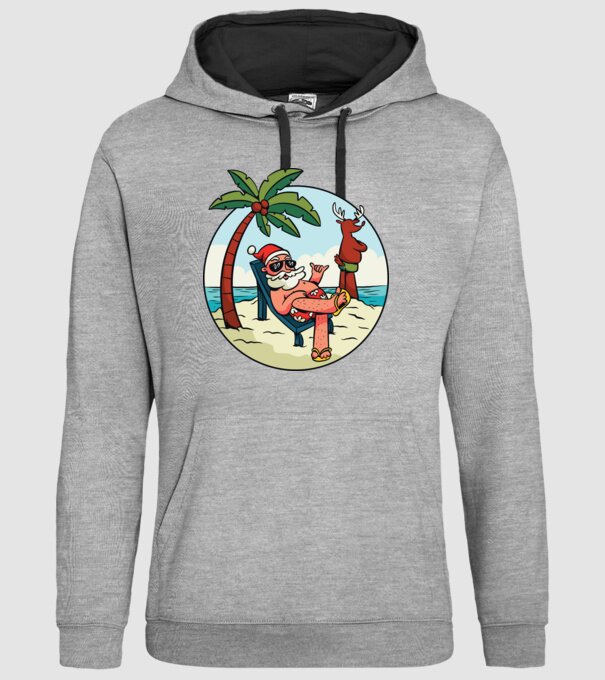 Moș Crăciun în vacanță de vară model gri pe tricou