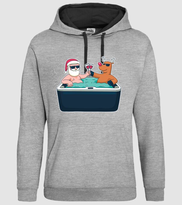 Moș Crăciun Ren în Jakuzi Relaxare de Crăciun model gri pe tricou