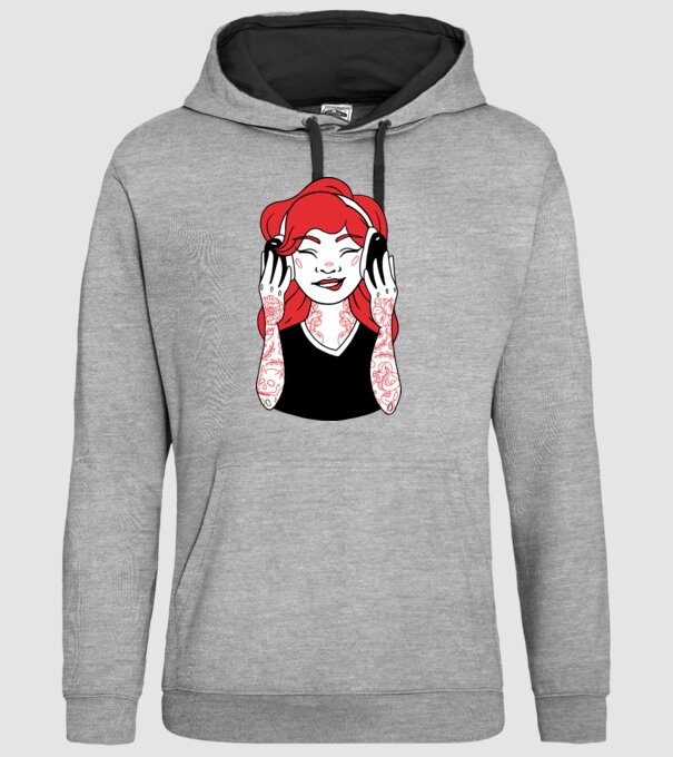 Fată Gamer tatuată model gri pe tricou