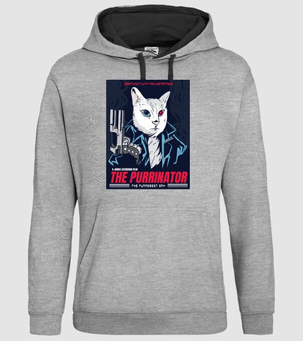 The Purrinator Pisică model gri pe tricou