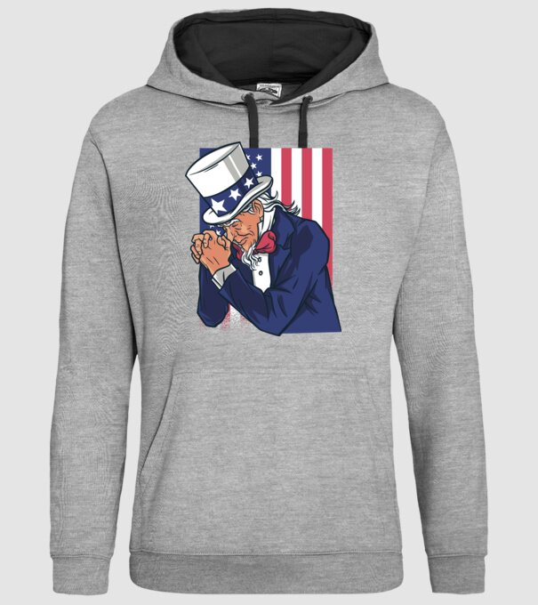 Uncle Sam se roagă model gri pe tricou