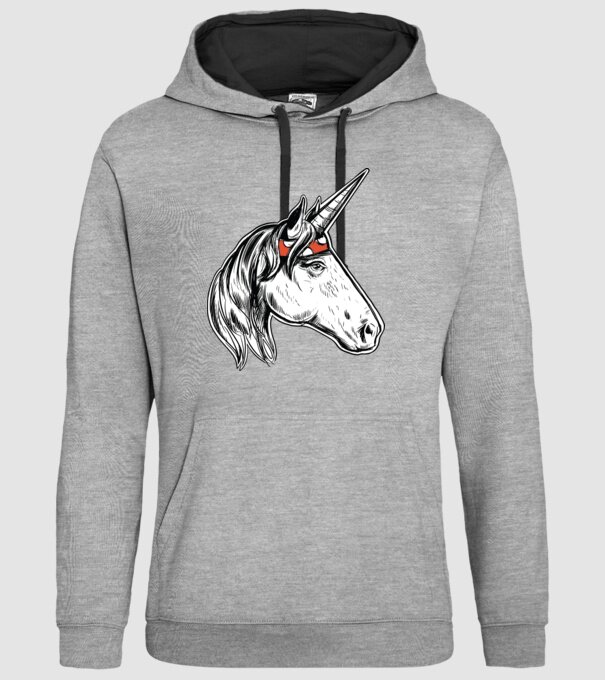 Cal Unicorn model gri pe tricou