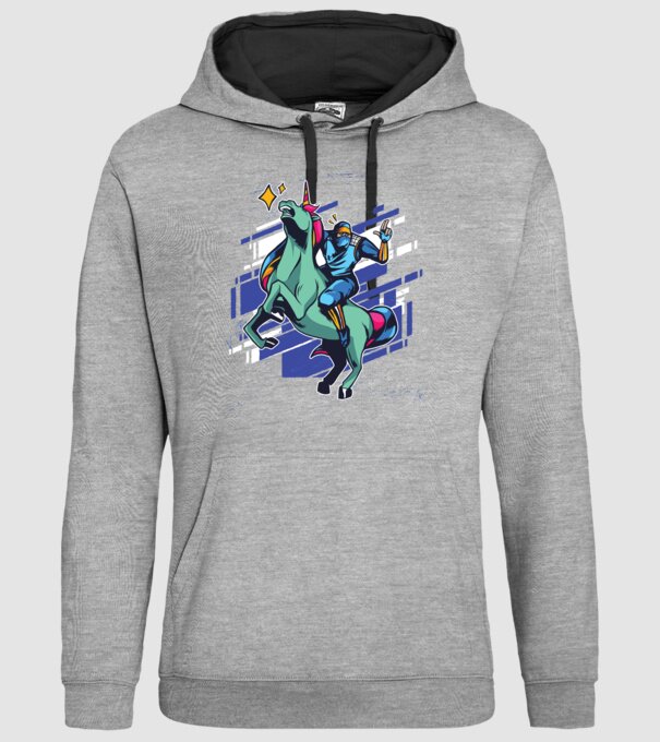 Unicorn Ninja model gri pe tricou