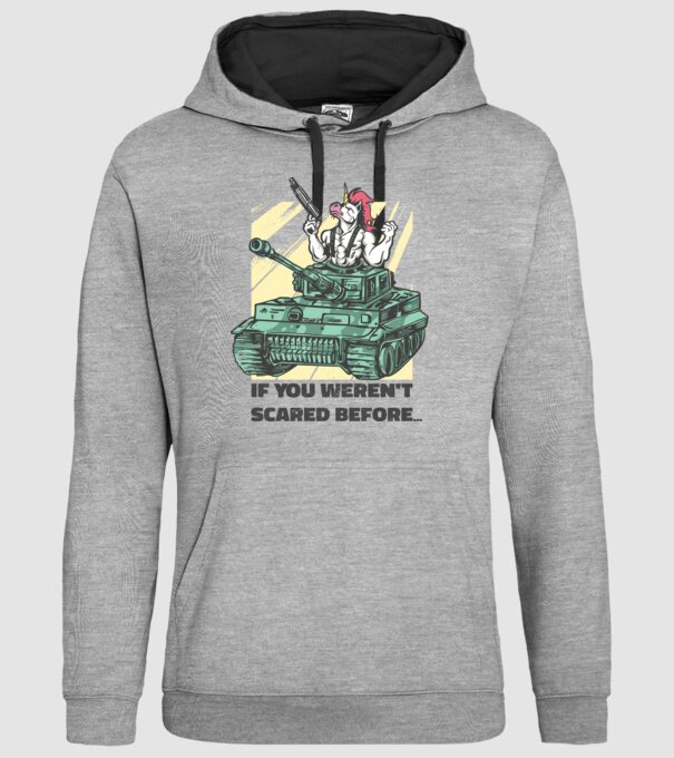 Unicorn Tanc model gri pe tricou