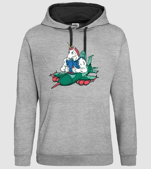 Unicorn Avion de vânătoare model gri pe tricou