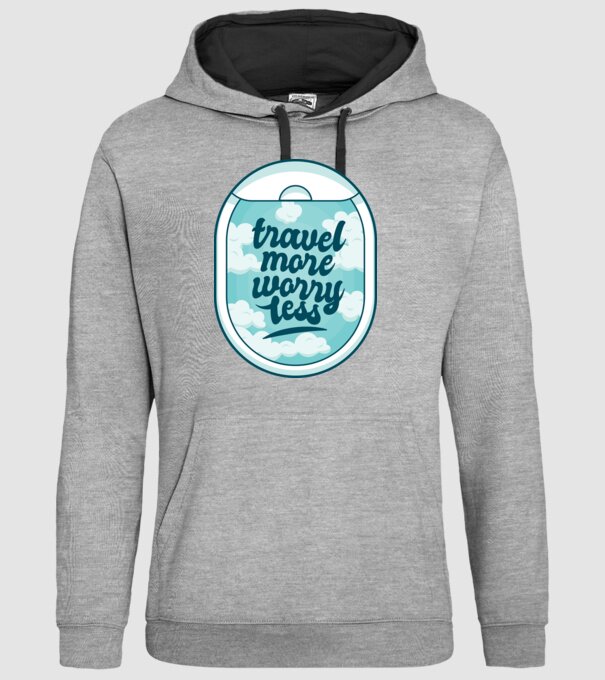 Călătorește mai mult, fă-ți mai puține griji model gri pe tricou