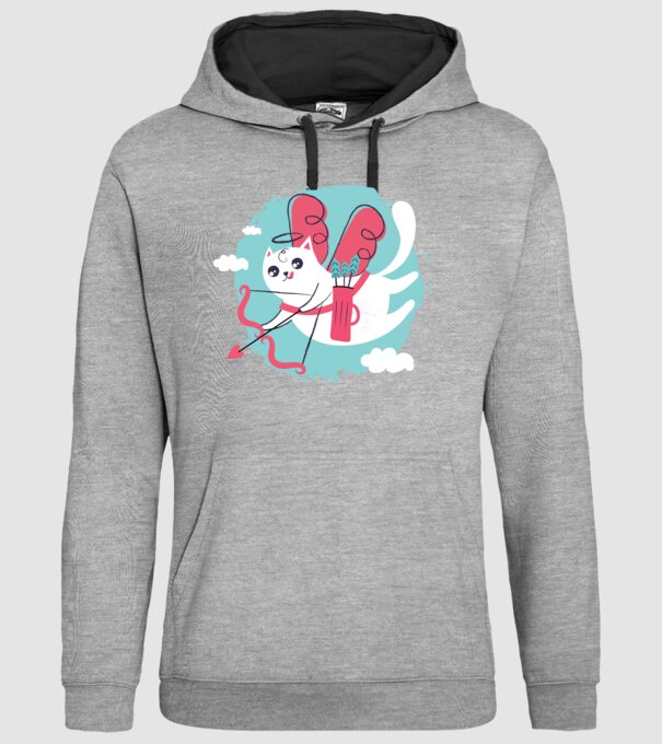 Pisică Valentin model gri pe tricou