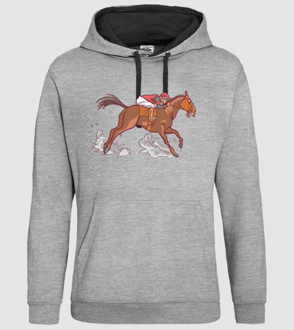 Cal de cursă Călăreț model gri pe tricou