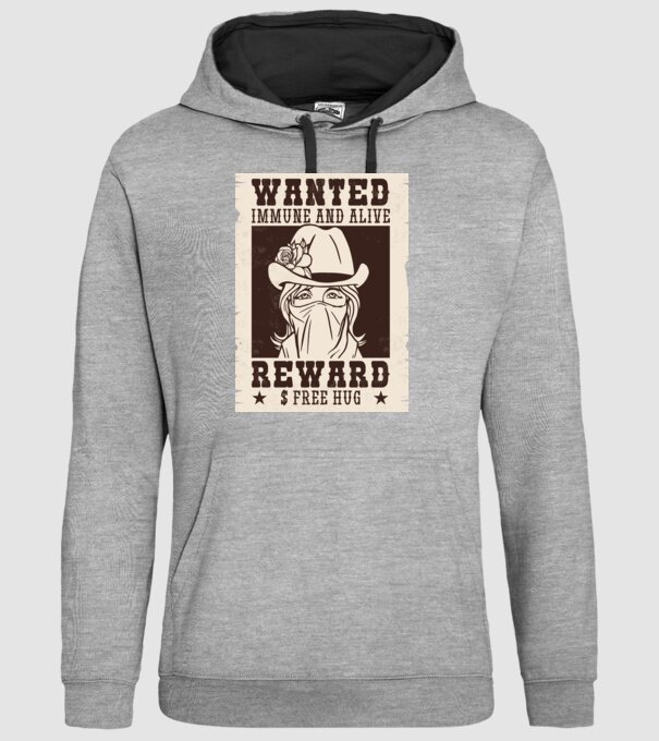 Afiș Wanted - Îmbrățișări gratuite model gri pe tricou